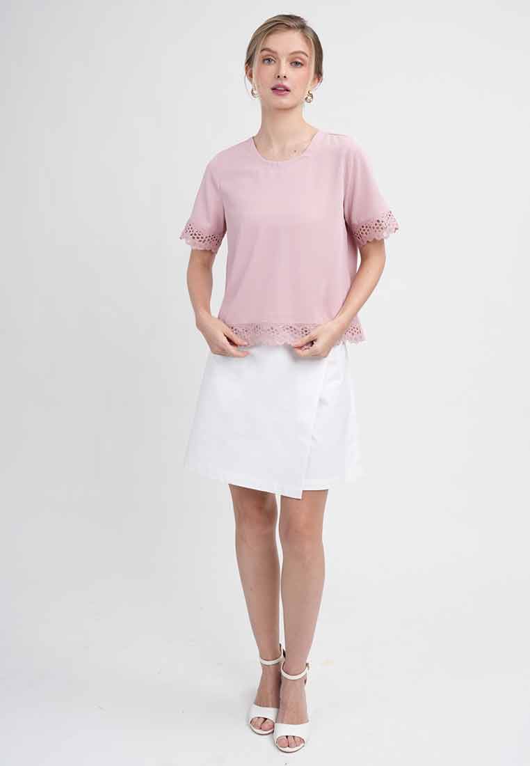 Faye Short-Sleeve Tee with Lace Trim