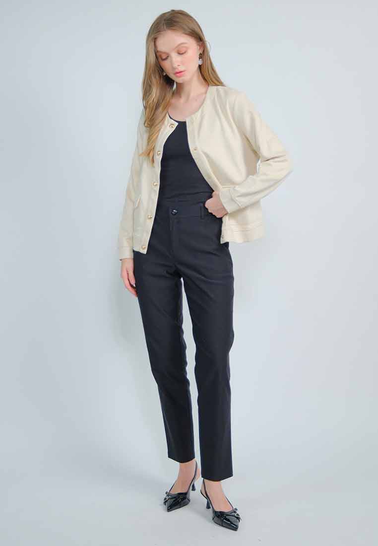 Geneva Slim Pants with Side Garter Detail
