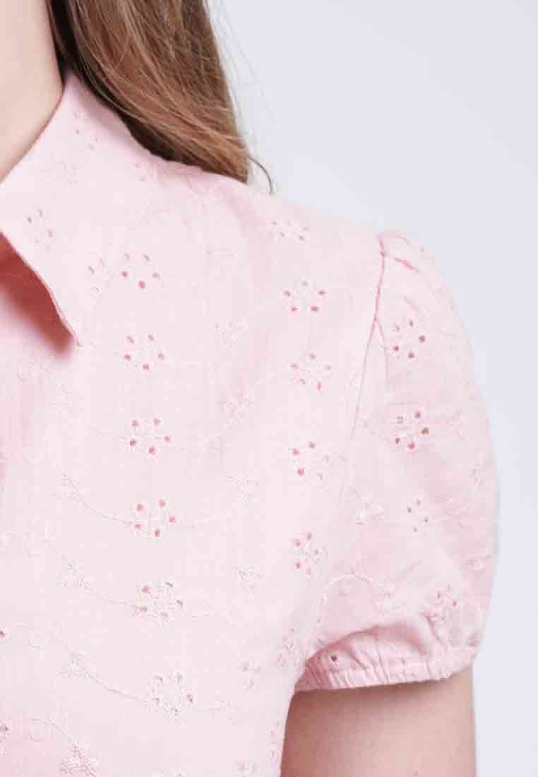 Gia Collared Eyelet Button-Down Top