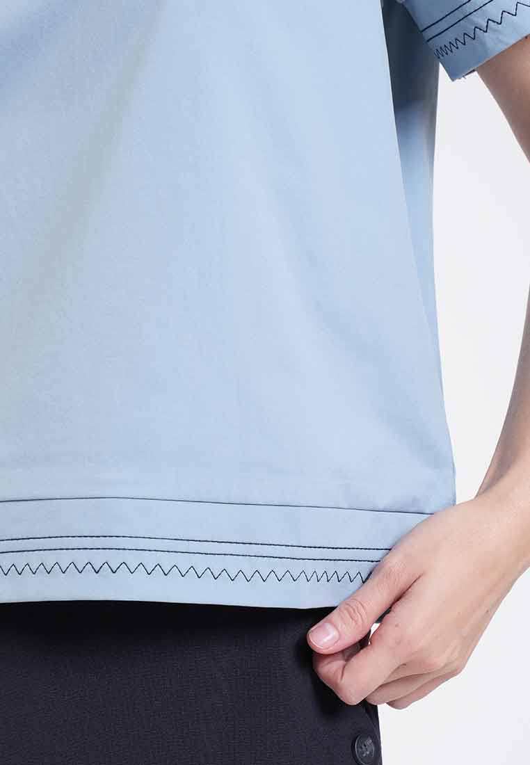 Camila Embroidered V-Neck Collar Top