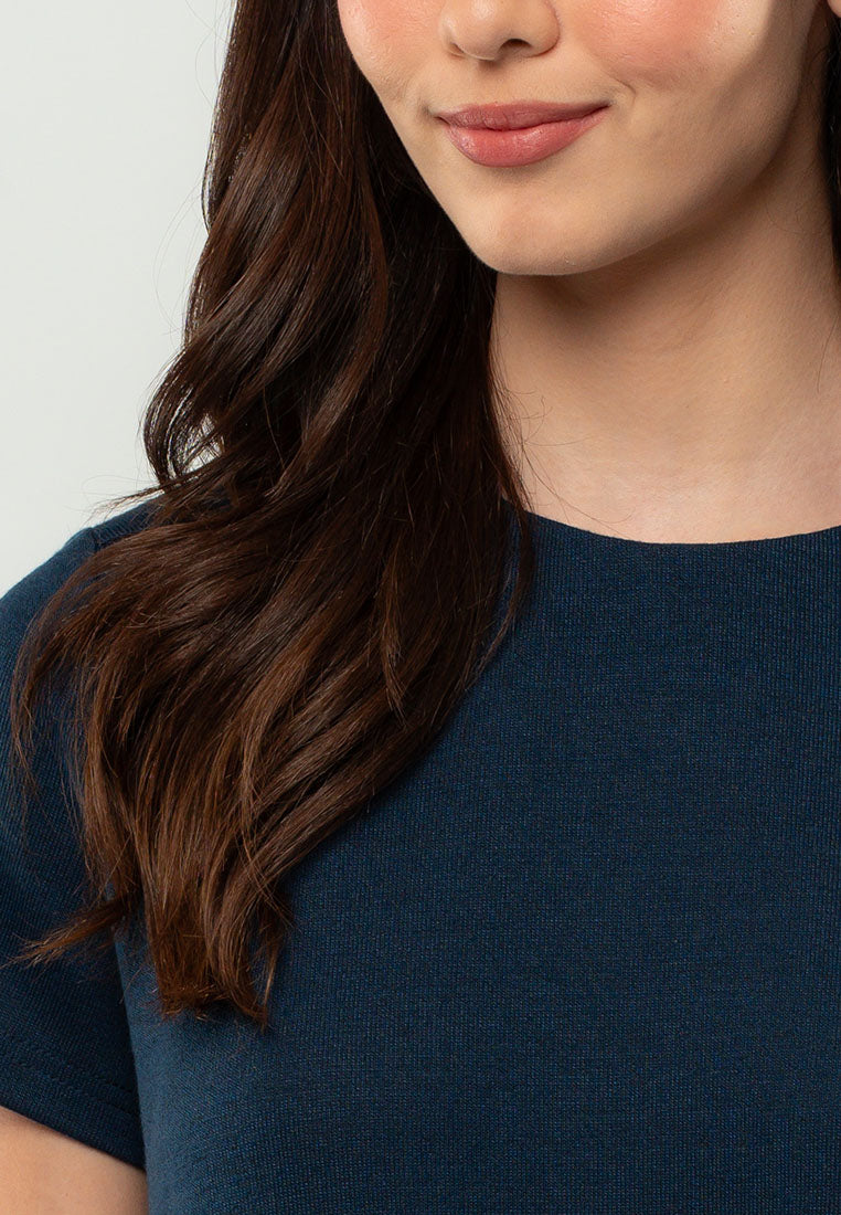 Audrey Scallop-Trim Pocket Knit Top