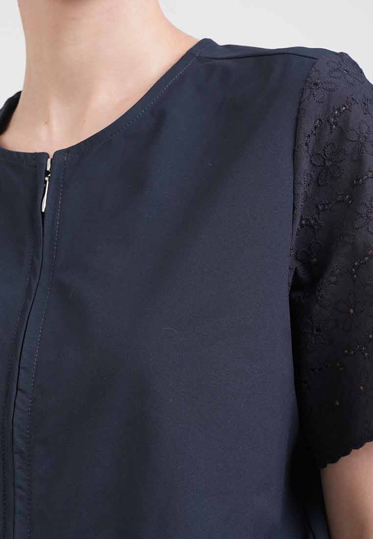 Georgina Eyelet Accent Zip-Up Top