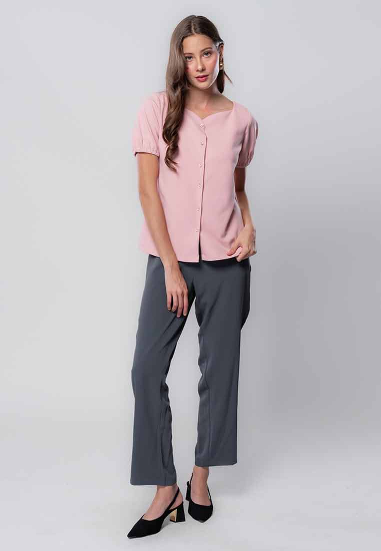 Lirienne Button-down Top with Sweetheart Neckline