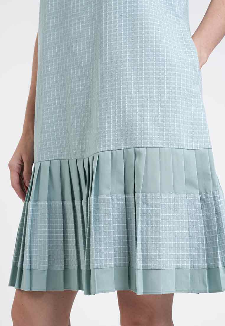 Lyca Grid Pleated Sheath Dress