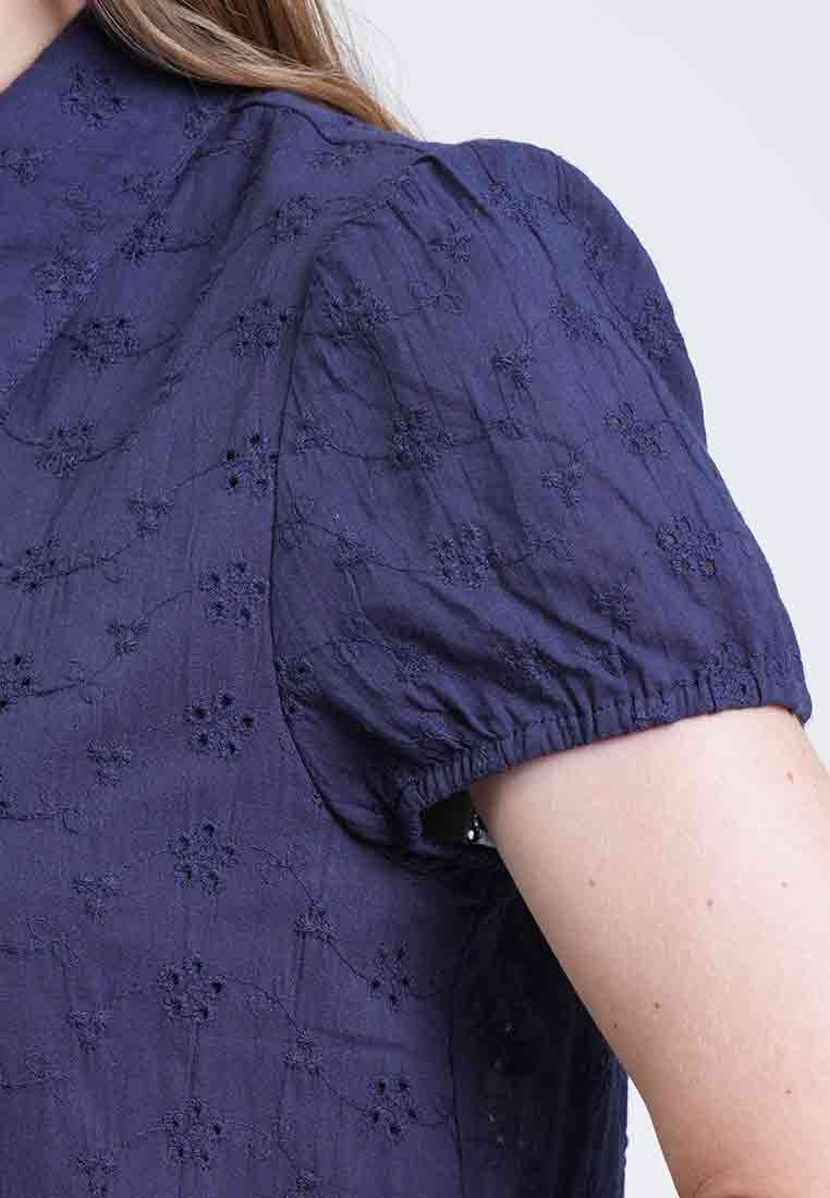 Gia Collared Eyelet Button-Down Top