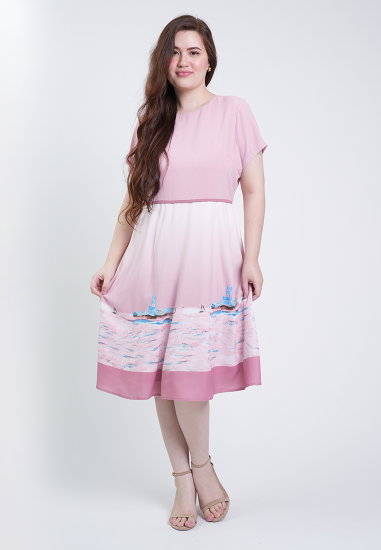 Milly Plus Size Clara Ombre Seascape A-line Dress