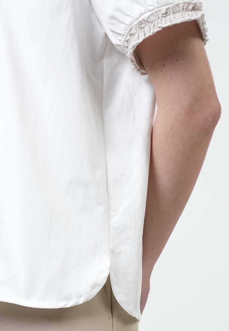Solana Tweed-Trimmed Collared Blouse