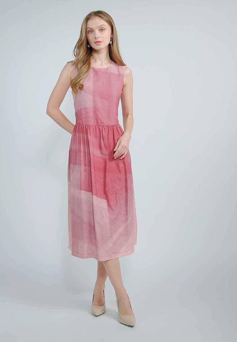 Solviennne Sleeveless Dress in Abstract Print