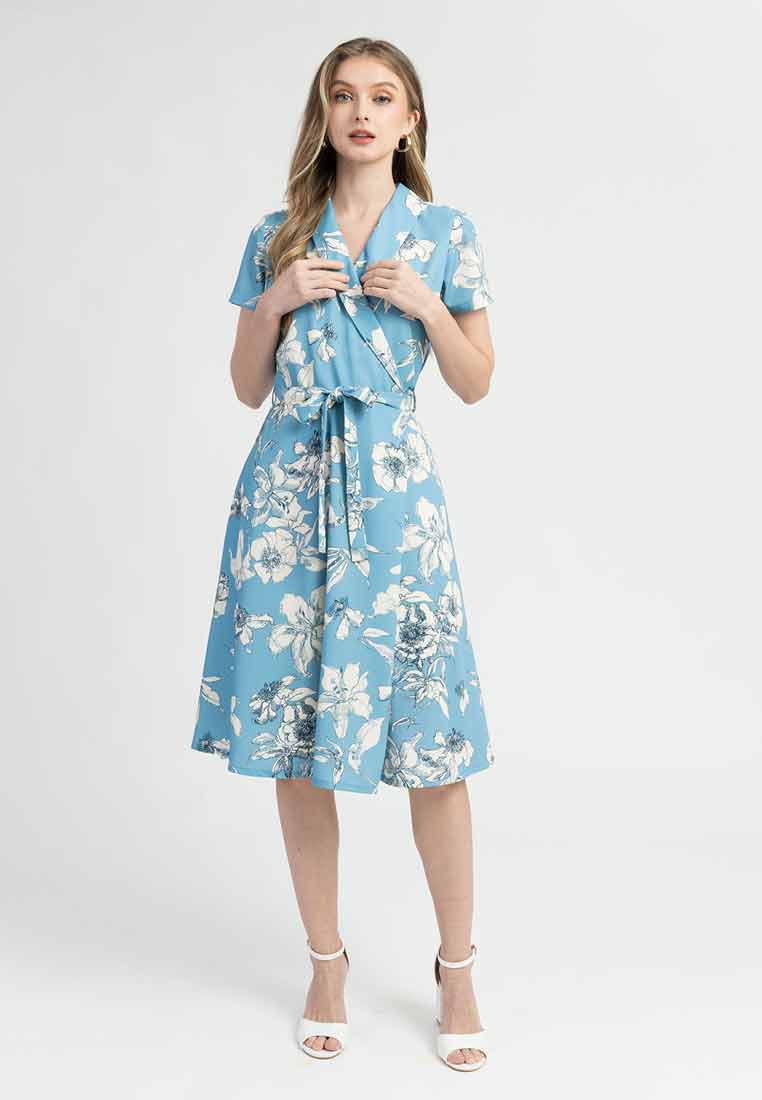 Nadia Floral Wrap A-Line Dres
