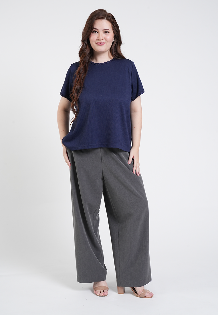 Milly Plus Size Solene Relaxed Scalloped Trim Top