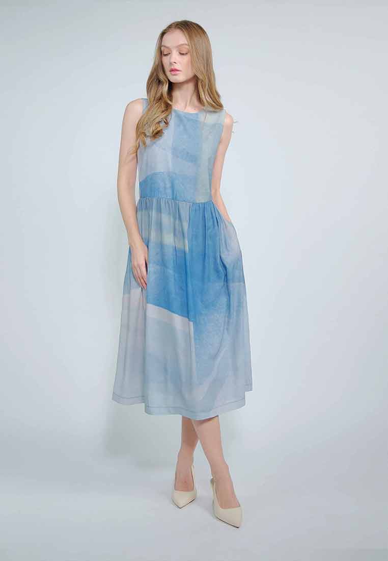 Solviennne Sleeveless Dress in Abstract Print