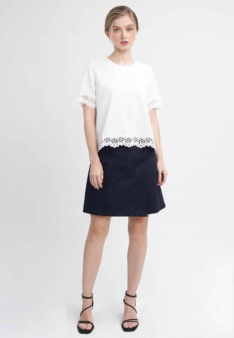 Faye Short-Sleeve Tee with Lace Trim