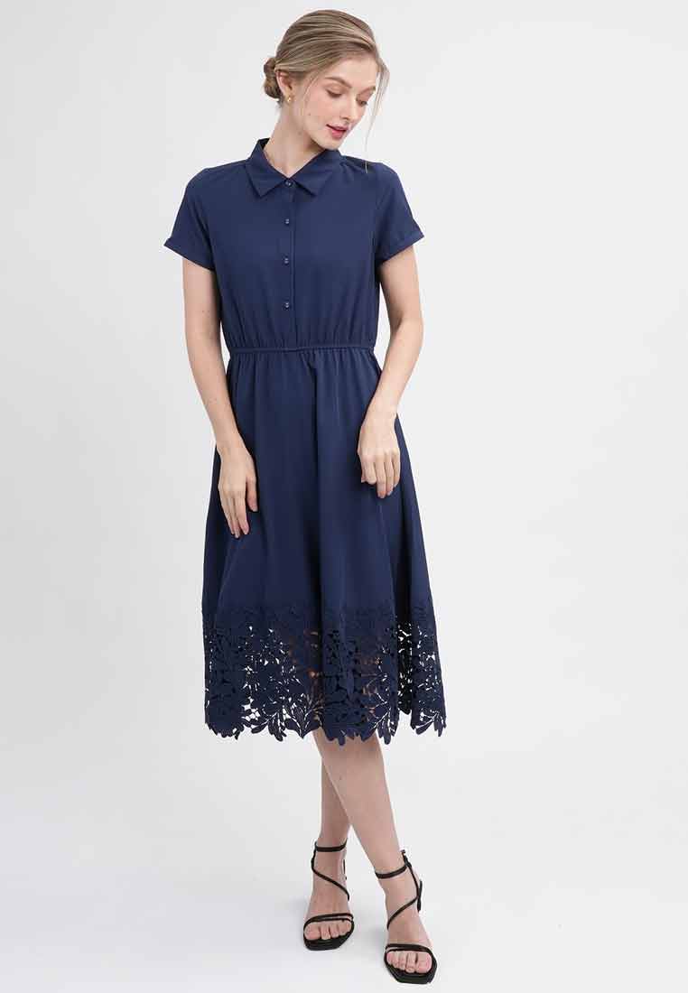 Martha Short Sleeve Collared Hem Dress
