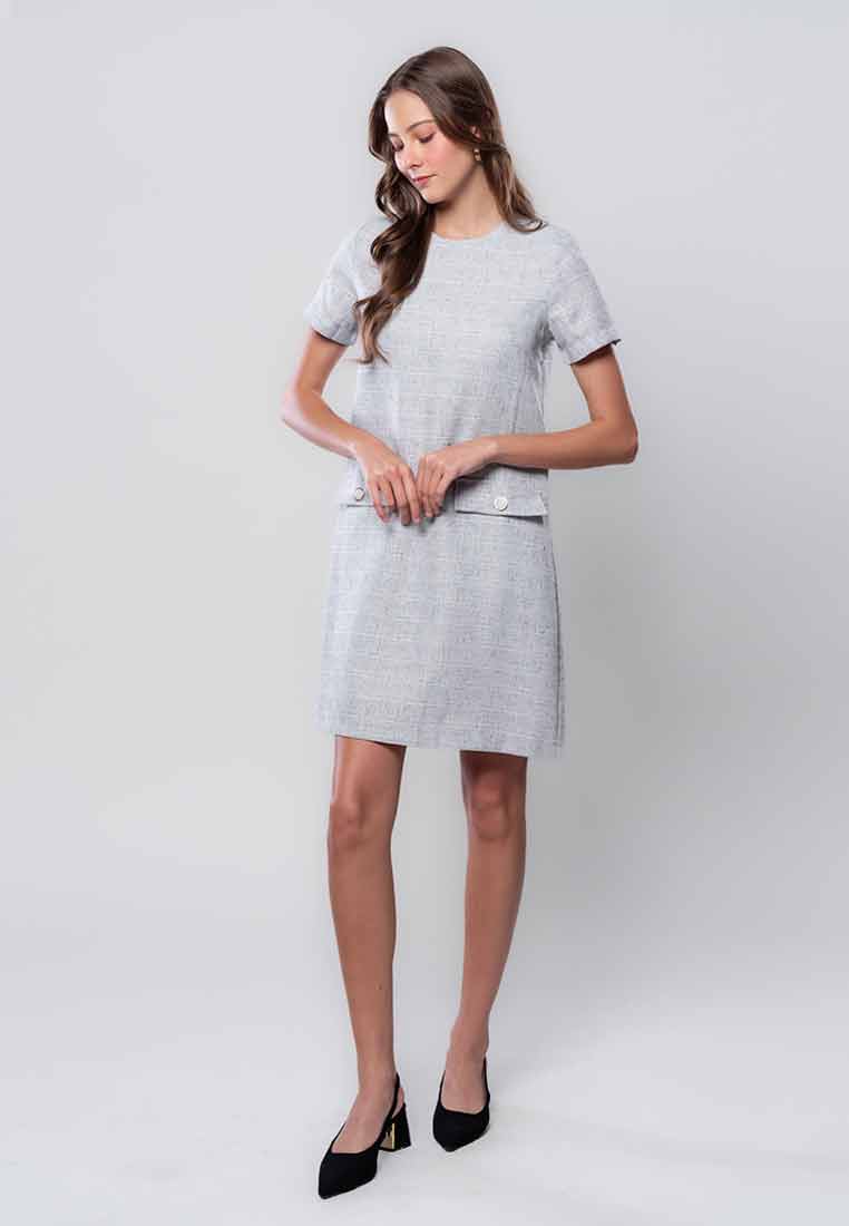Bellamy Tweed Shift Dress with Front Pockets