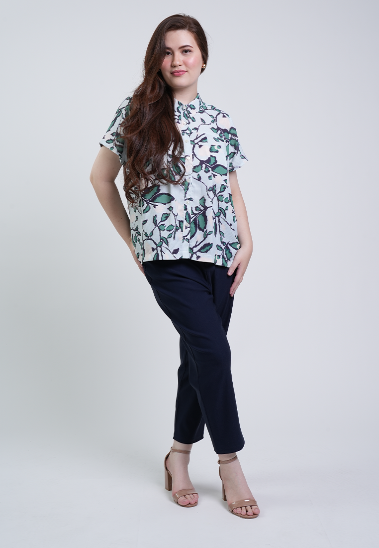 Milly Plus Size Rosa Button-Down Collar Floral Blouse