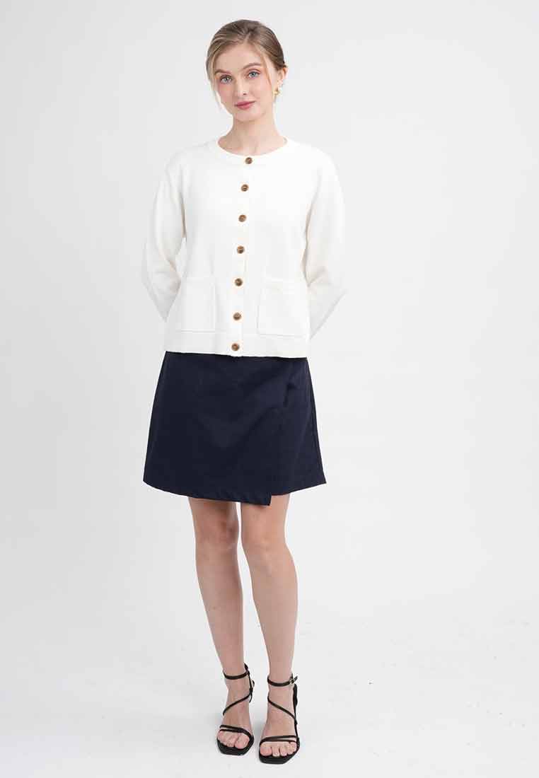 Liana Essential Knit Crewneck Cardigan with Pockets