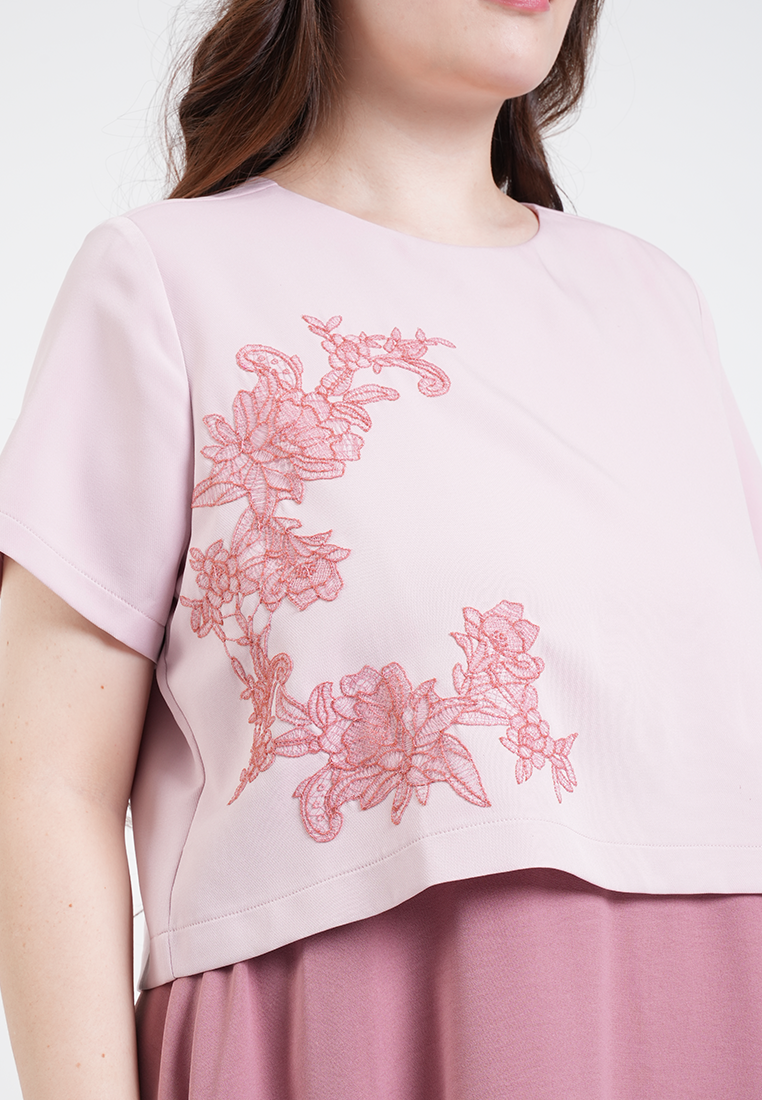 Milly Plus Size Samantha Floral Overlay A-Line Dress