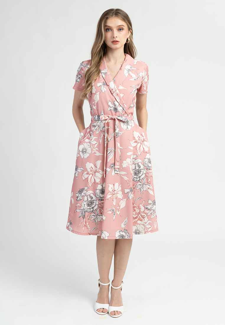 Nadia Floral Wrap A-Line Dres