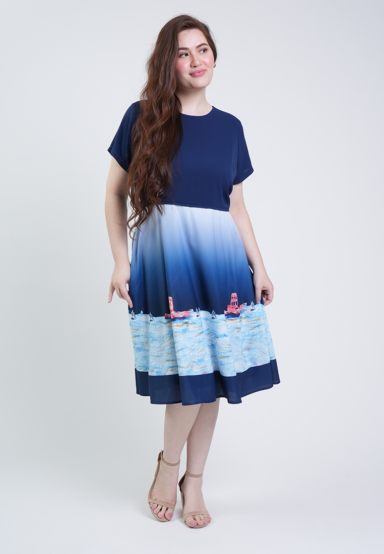 Milly Plus Size Clara Ombre Seascape A-line Dress