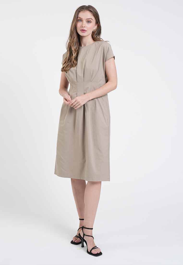 Sienna Terra Pintuck Midi Dress