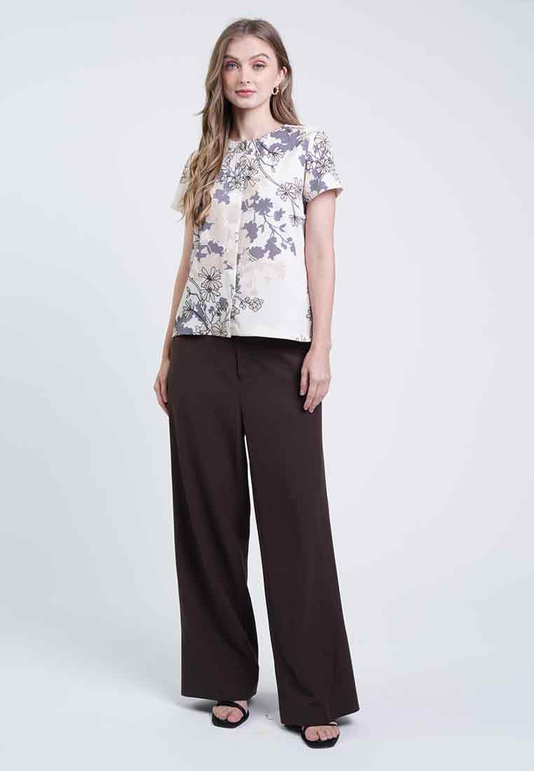 Lauren Button-Front Floral Top