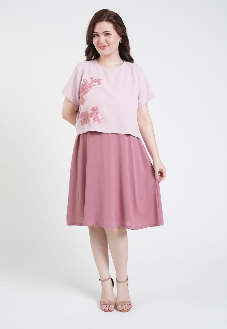 Milly Plus Size Samantha Floral Overlay A-Line Dress
