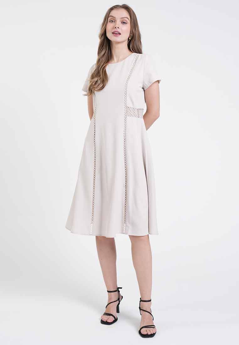 Vanessa Lace-Trim A-Line Dress