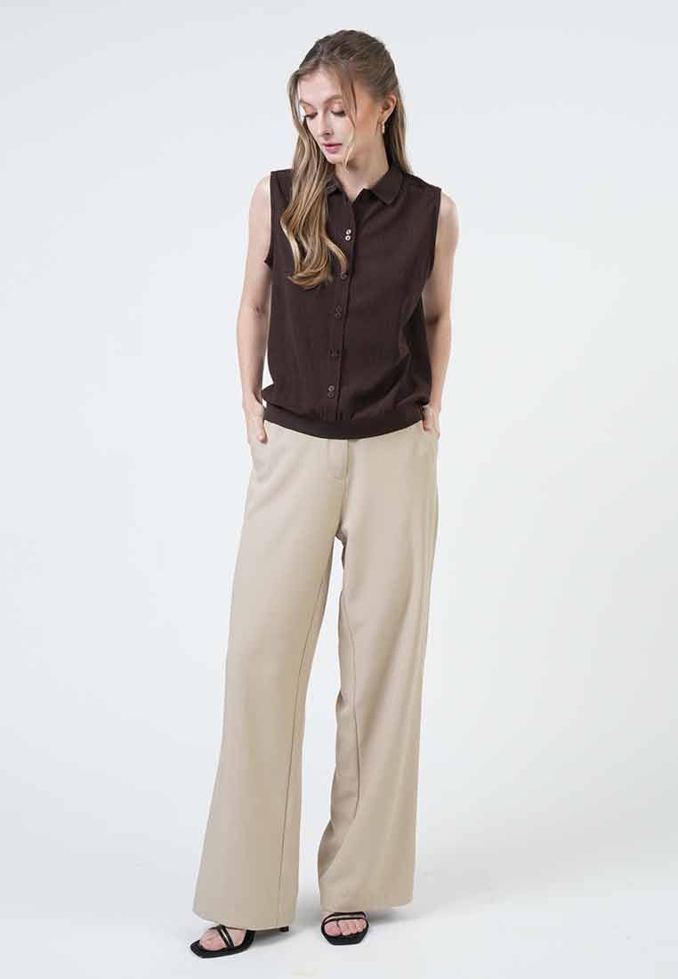 Nola Sleeveless Knit Polo Blouse
