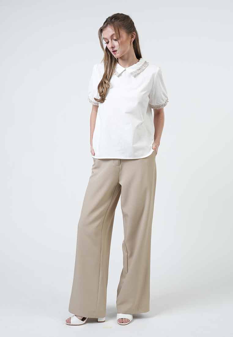 Solana Tweed-Trimmed Collared Blouse