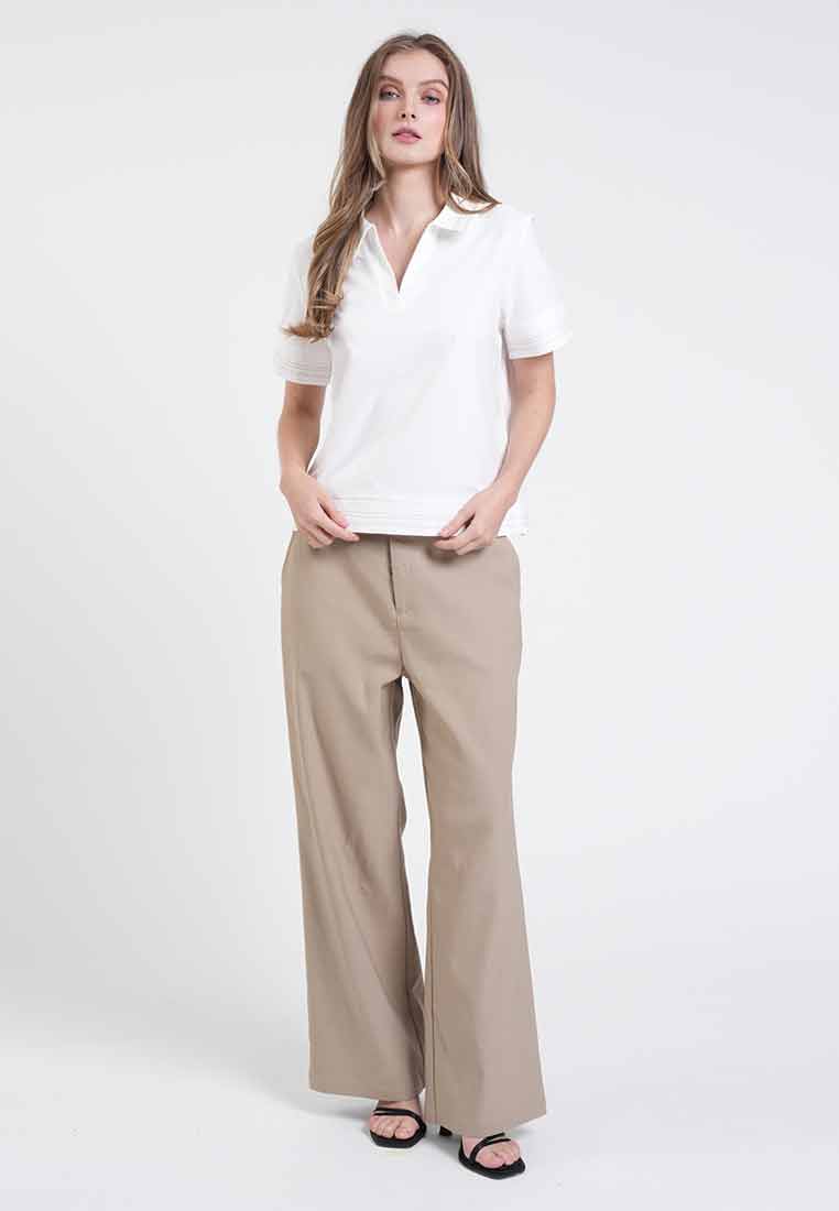 Camila Embroidered V-Neck Collar Top