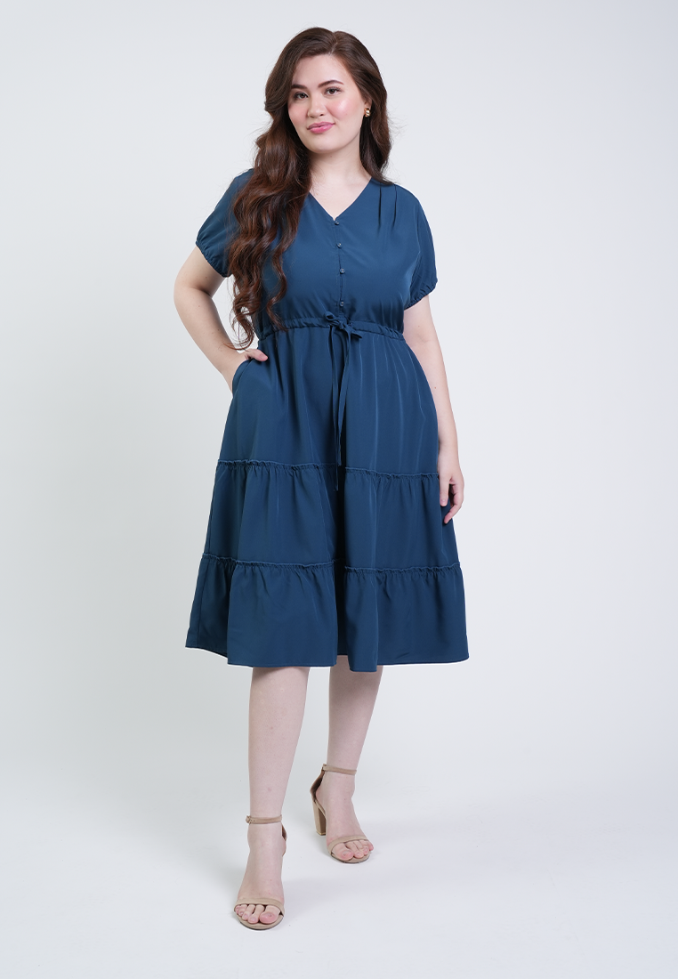 Milly Plus Size Thea Tiered Midi A-line Dress