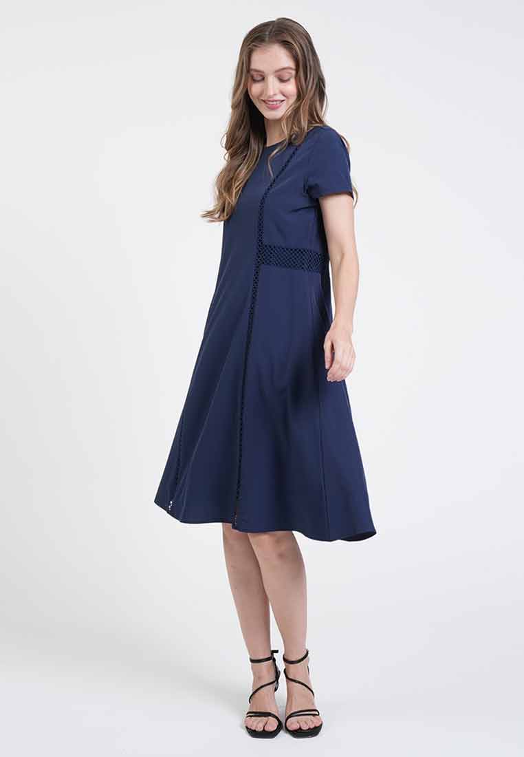 Vanessa Lace-Trim A-Line Dress
