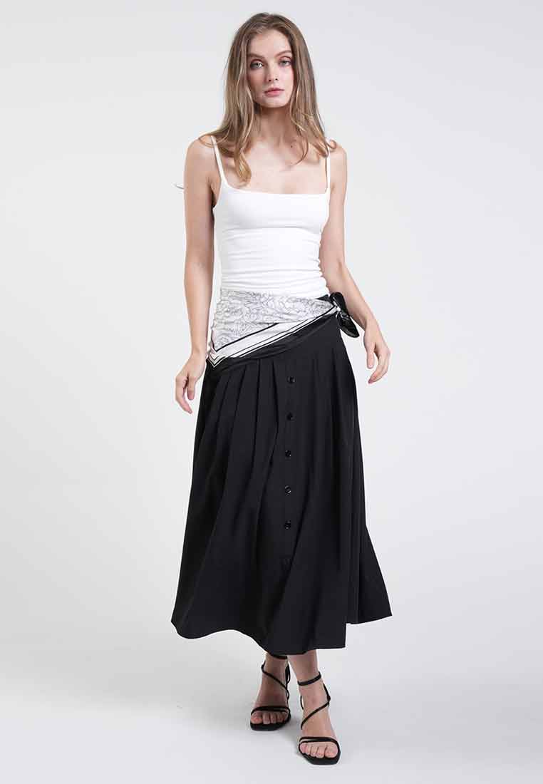 Kelsey Button A-Line Midi Skirt