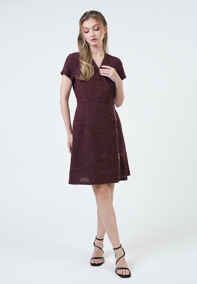Mara Zip-Detail Tweed Shift Dress