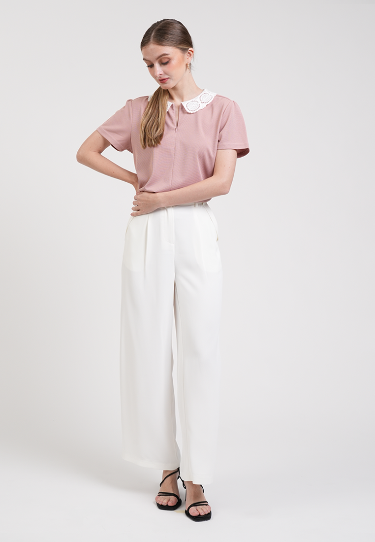 Gretchen Piped Quarter-Zip Top