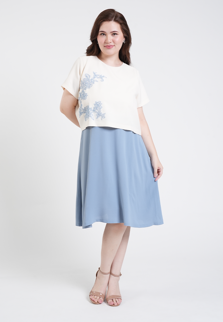 Milly Plus Size Samantha Floral Overlay A-Line Dress