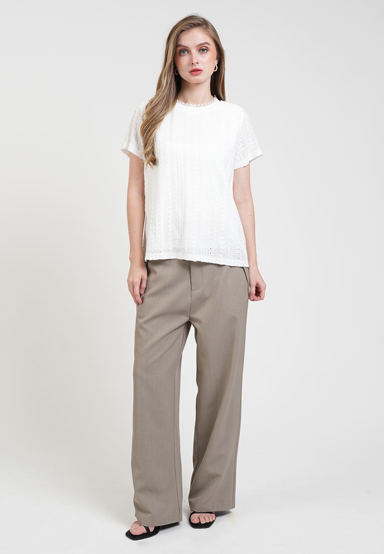 Arrabella Lace Trim Eyelet Top