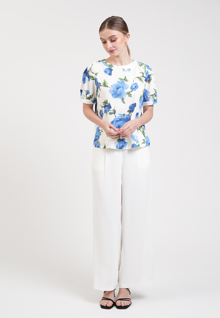 Mira Vintage Floral High-Neck Blouse