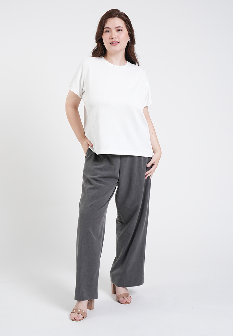 Milly Plus Size Solene Relaxed Scalloped Trim Top