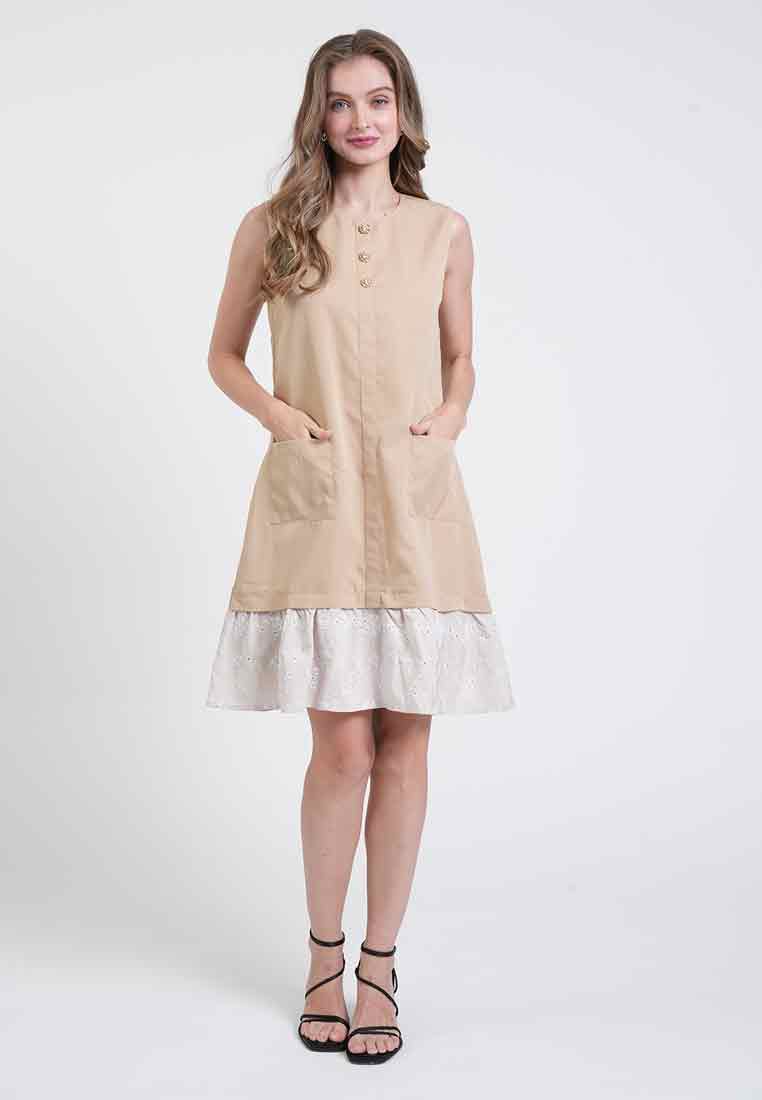 Grace Embroidered-Hem Sleeveless Dress