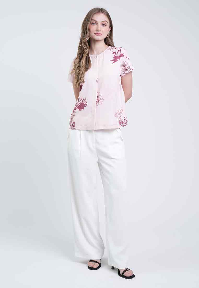 Lauren Button-Front Floral Top