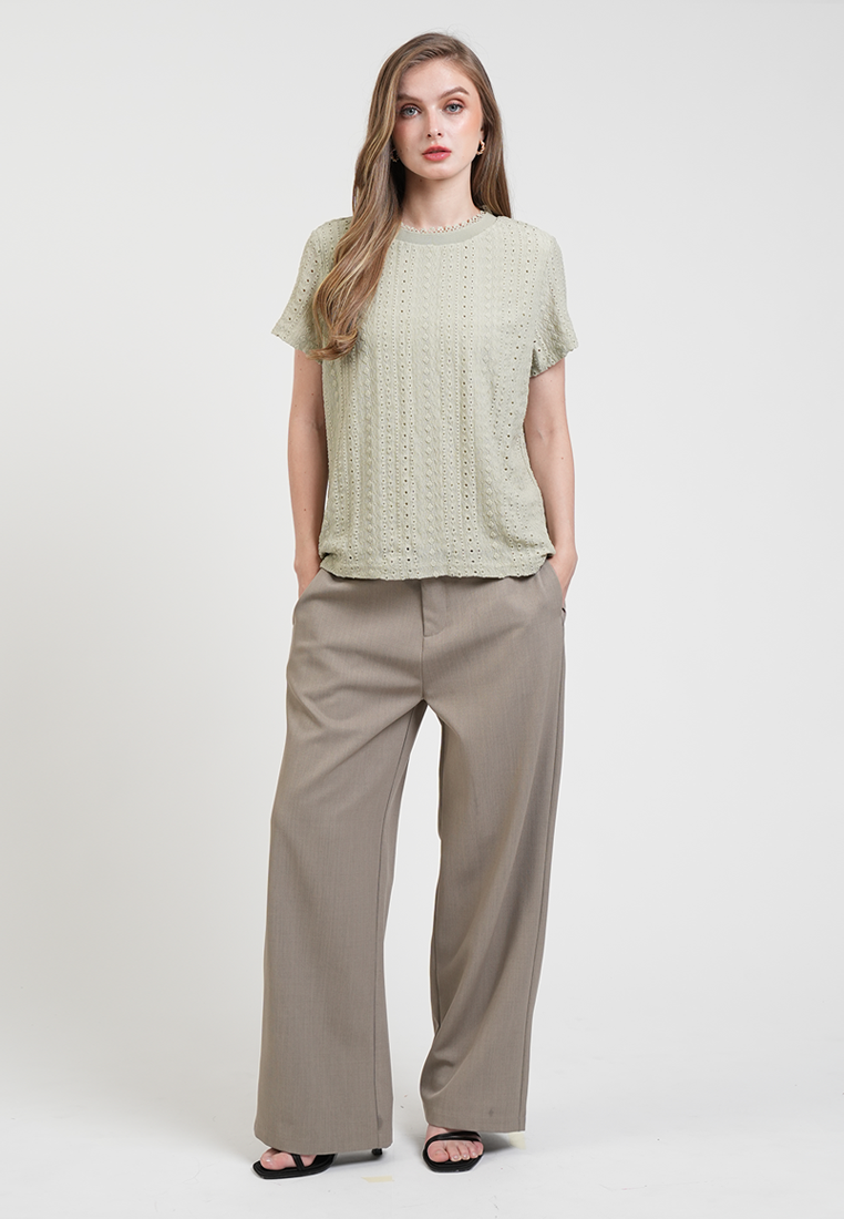 Arrabella Lace Trim Eyelet Top