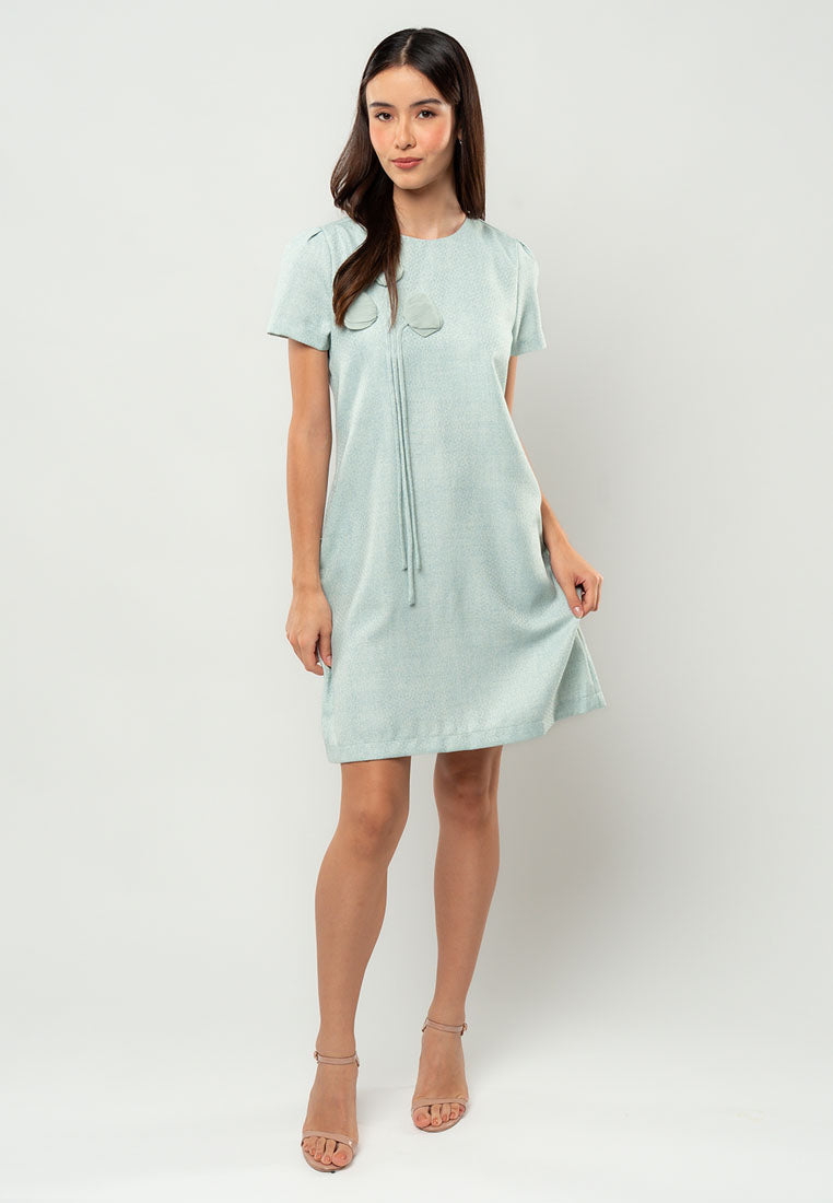 Denise Floral-Appliqué Shift Dress