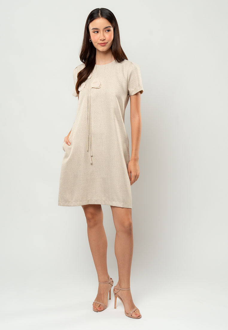Denise Floral-Appliqué Shift Dress