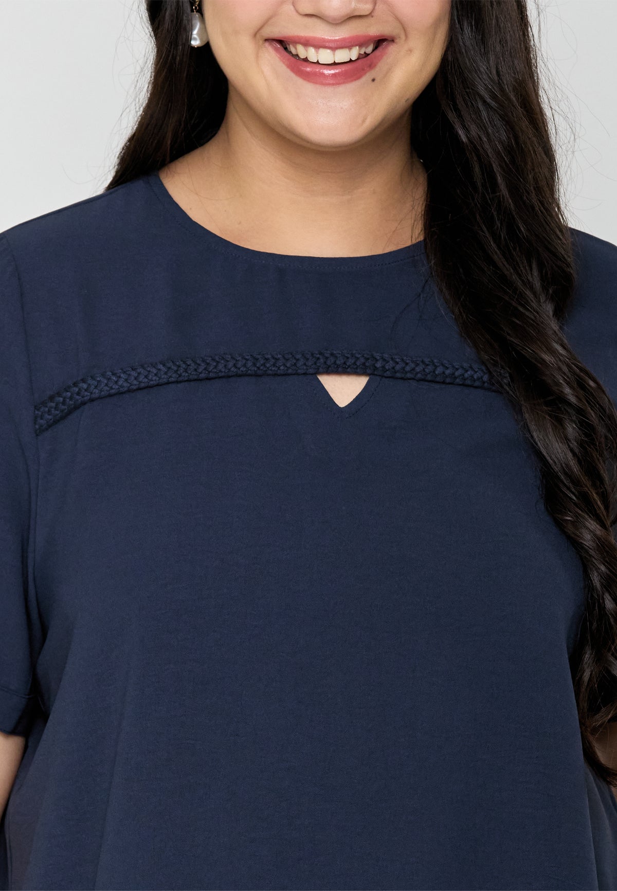 Milly Plus Size Isla Braided Top with Keyhole Details