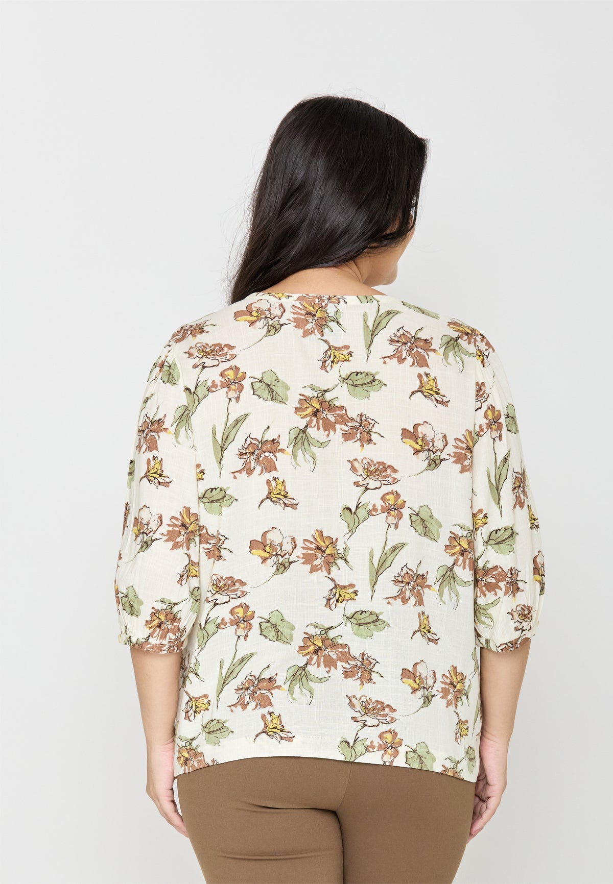 Milly Plus Size Amariya Floral Top with Tie Detail