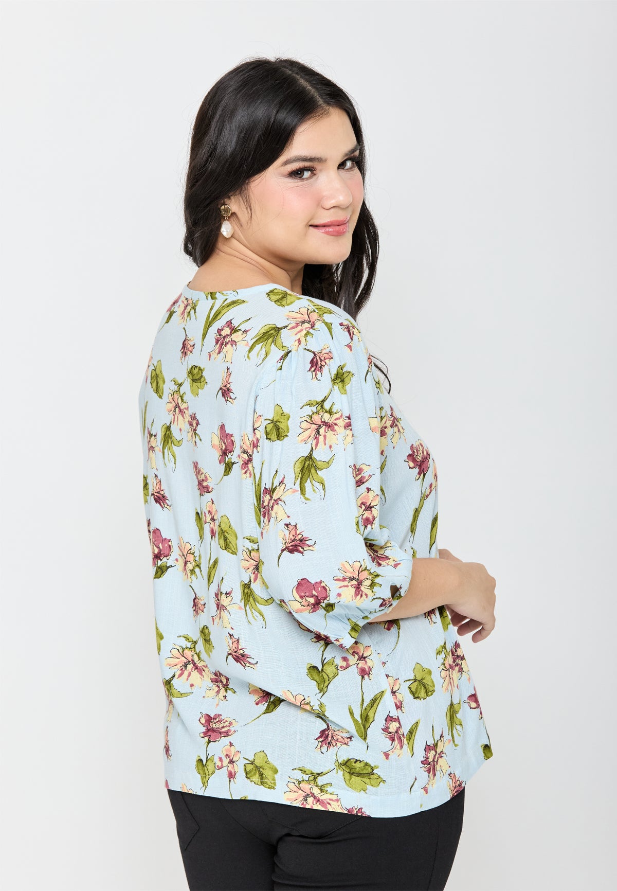 Milly Plus Size Amariya Floral Top with Tie Detail