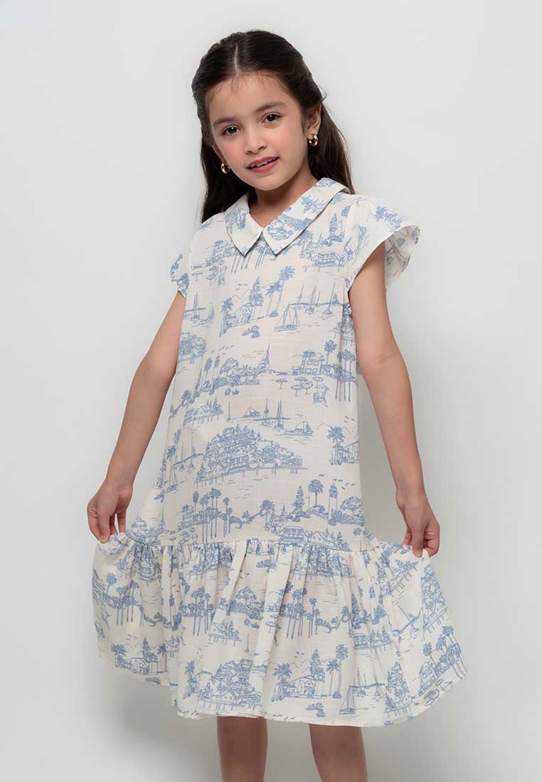 Treehouse Abbie Collared Dress in  Toile Print