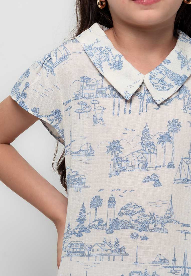 Treehouse Abbie Collared Dress in  Toile Print