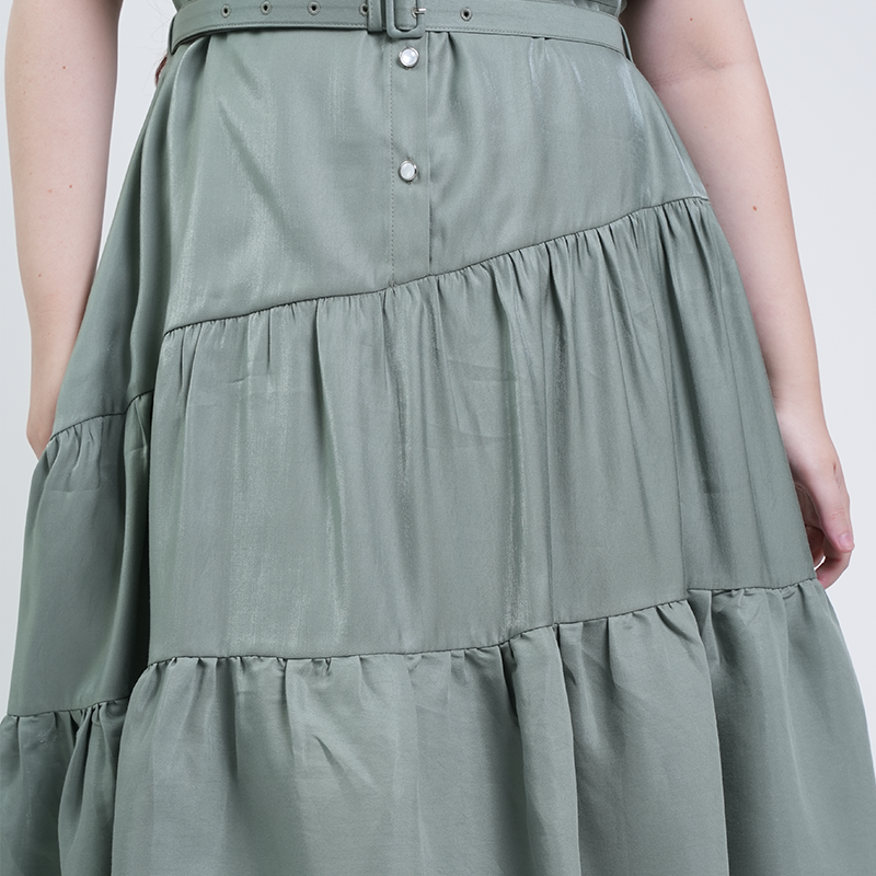 Milly Plus Size Grace Tiered Shirt Dress with Collar